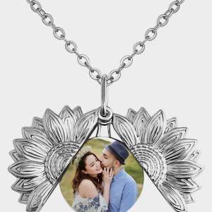 UnusualStandout #50 Sunflower Photo Locket Sliding Locket Necklace