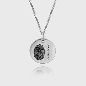 UnusualStandout #55 Personalized Round Photo Handwriting and Fingerprint Necklace