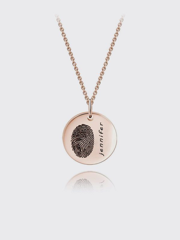 UnusualStandout #55 Personalized Round Photo Handwriting and Fingerprint Necklace