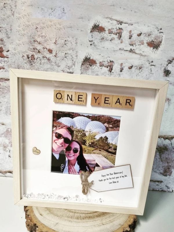 UnusualStandout #58 Personalized Anniversary Wooden Scrabble Photo Frame