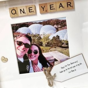 UnusualStandout #58 Personalized Anniversary Wooden Scrabble Photo Frame