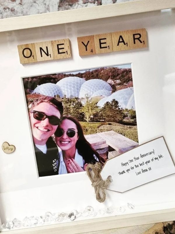 UnusualStandout #58 Personalized Anniversary Wooden Scrabble Photo Frame