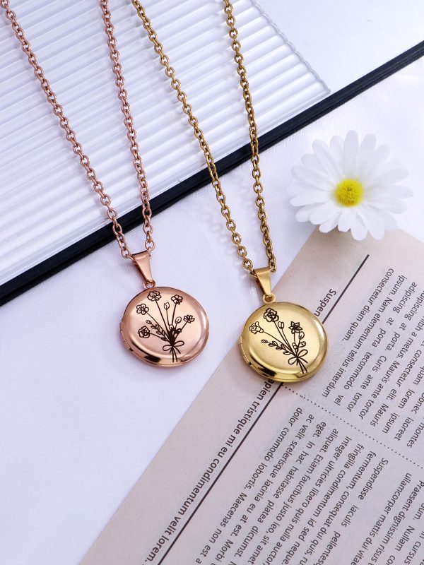 UnusualStandout #58 Personalized Combined Birth Flower Photo Locket Necklace