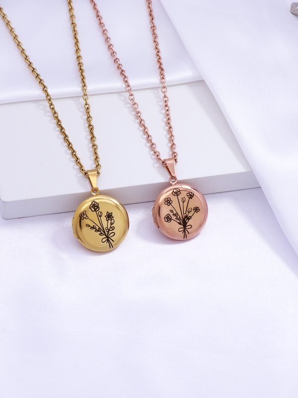 UnusualStandout #58 Personalized Combined Birth Flower Photo Locket Necklace