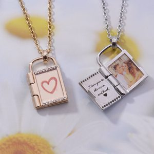 UnusualStandout #59 Custom Color Printing Photo Frame Padlock Necklace