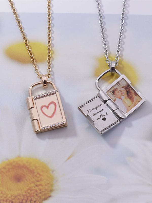 UnusualStandout #59 Custom Color Printing Photo Frame Padlock Necklace