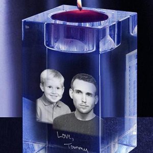 UnusualStandout #6 Personalized Laser Engraved 3D Photo Crystal Candle Holder