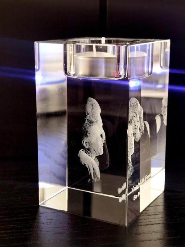 UnusualStandout #6 Personalized Laser Engraved 3D Photo Crystal Candle Holder