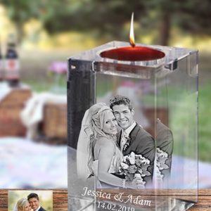 UnusualStandout #6 Personalized Laser Engraved 3D Photo Crystal Candle Holder