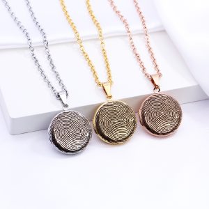 UnusualStandout #60 Personalized Round Fingerprint Locket for Photo Necklace