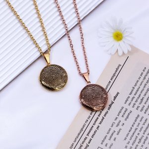 UnusualStandout #60 Personalized Round Fingerprint Locket for Photo Necklace