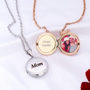 UnusualStandout #64 Custom Engraved Letter Heart Picture Locket Necklace