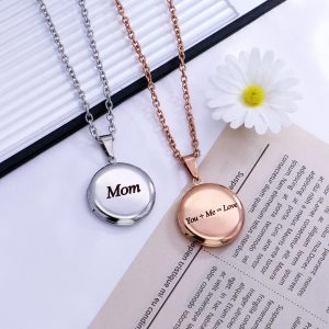 UnusualStandout #64 Custom Engraved Letter Heart Picture Locket Necklace