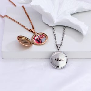 UnusualStandout #64 Custom Engraved Letter Heart Picture Locket Necklace