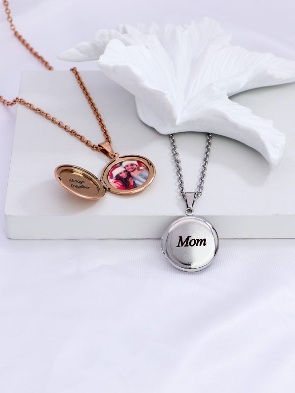 UnusualStandout #64 Custom Engraved Letter Heart Picture Locket Necklace