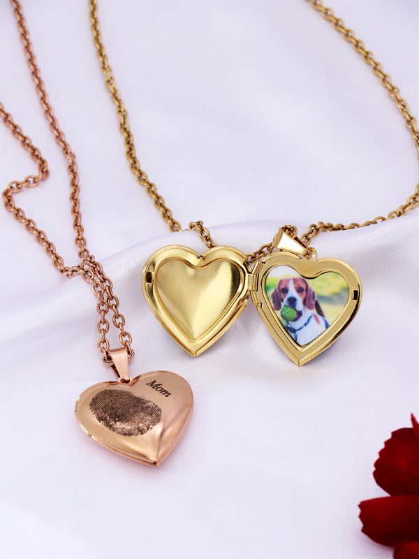 UnusualStandout #65 Personalized Heart Locket Necklace with Fingerprint