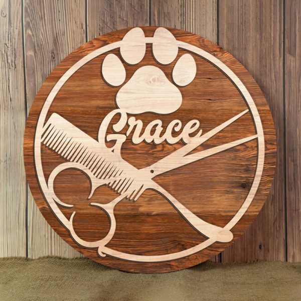 UnusualStandout #66 Custom Dog Grooming Hair Salon Wood Wall Art