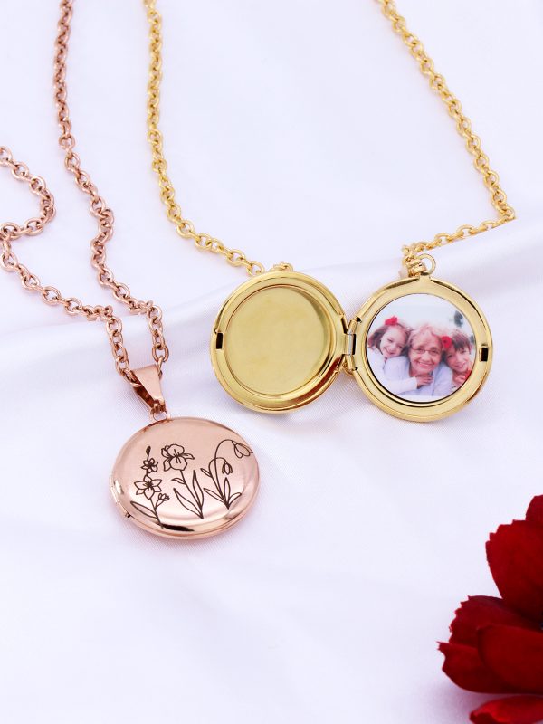 UnusualStandout #66 Personalized Combined Birth Flower Locket Necklace