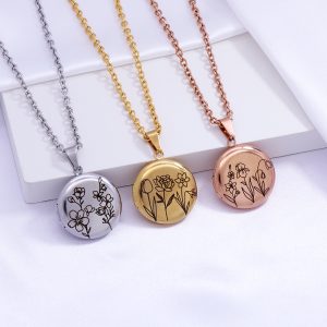 UnusualStandout #66 Personalized Combined Birth Flower Locket Necklace