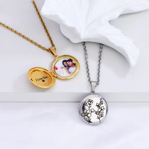 UnusualStandout #66 Personalized Combined Birth Flower Locket Necklace