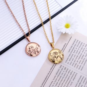 UnusualStandout #66 Personalized Combined Birth Flower Locket Necklace