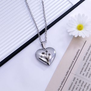 UnusualStandout #67 Personalized Birthflower Heart Picture Locket Necklace