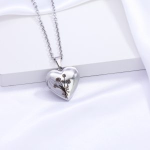 UnusualStandout #67 Personalized Birthflower Heart Picture Locket Necklace