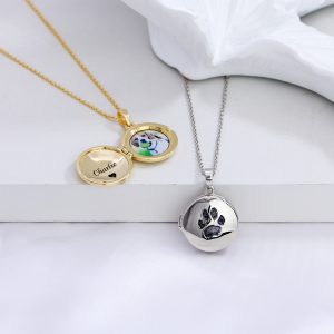 UnusualStandout #68 Personalized Actual Dog Nose Print Photo Locket Necklace