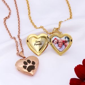 UnusualStandout #69 Personalized Dog Paw Print Photo Locket Necklace