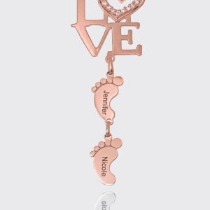 UnusualStandout #72 Personalized LOVE Necklace With Baby Feet For Mother's Day Gift