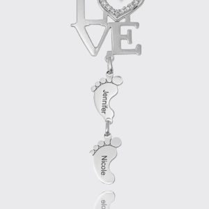 UnusualStandout #72 Personalized LOVE Necklace With Baby Feet For Mother's Day Gift