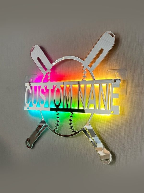 UnusualStandout #77 Personalized Baseball Name Mirror Lamp