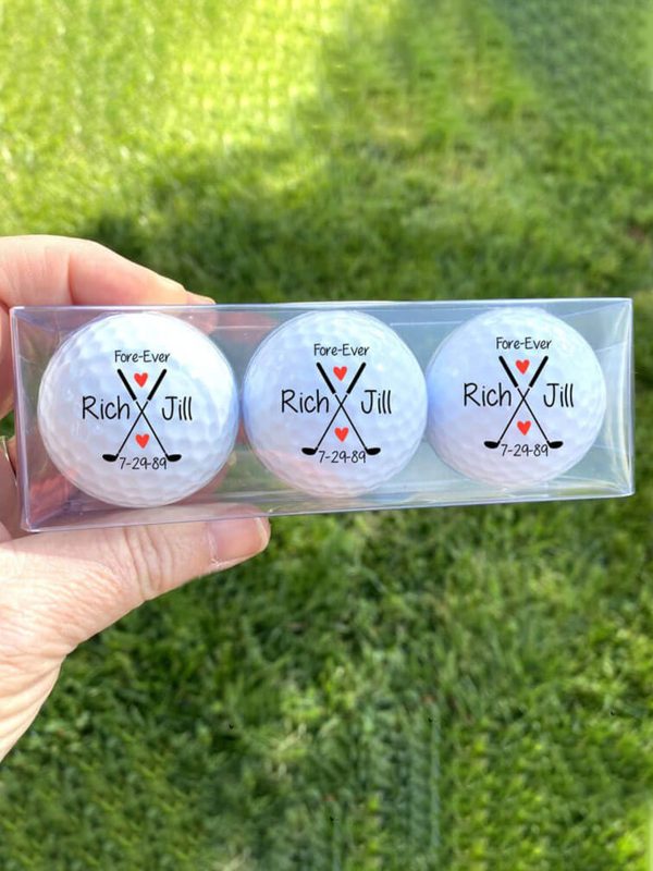 UnusualStandout #81 Personalized Couples Golf Name and Date Golf Ball