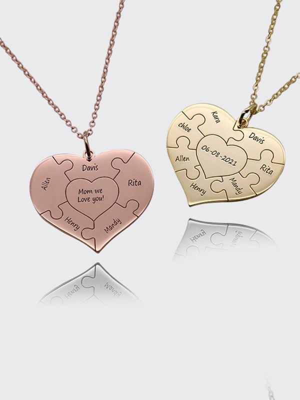 UnusualStandout #87 Personalized Heart Puzzle Necklace