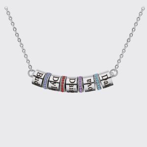 UnusualStandout #88 Personalized Beads Engraved Name Diamond Necklace