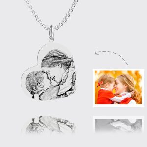 UnusualStandout #9 Personalized Photo Vertical Heart Necklace