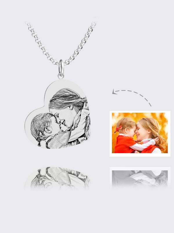 UnusualStandout #9 Personalized Photo Vertical Heart Necklace