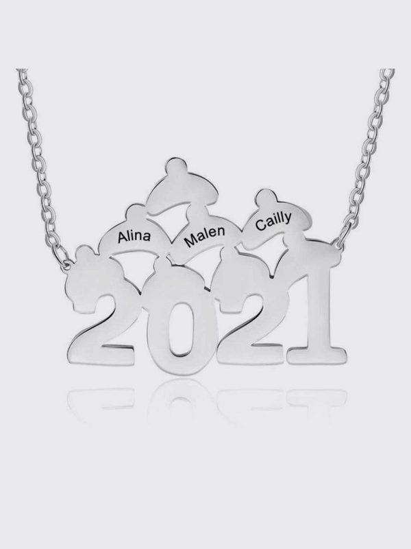 UnusualStandout #90 Personalized Engraved Name Christmas Hat Necklace