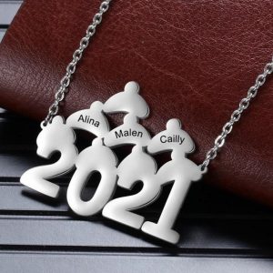 UnusualStandout #90 Personalized Engraved Name Christmas Hat Necklace