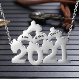 UnusualStandout #90 Personalized Engraved Name Christmas Hat Necklace