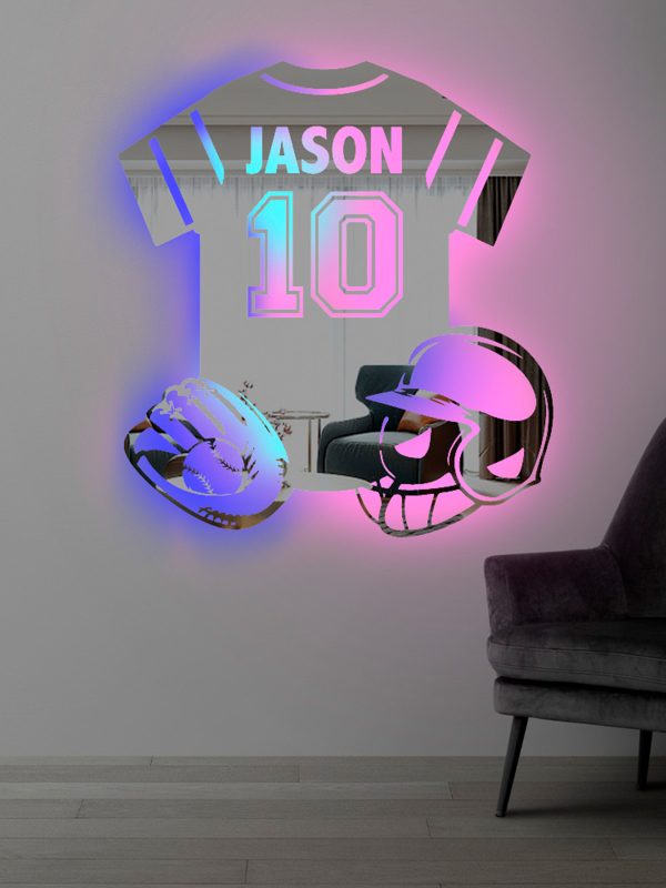 UnusualStandout #92 Personalized Baseball Player LED Mirror Light