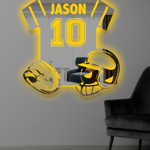 UnusualStandout #92 Personalized Baseball Player LED Mirror Light