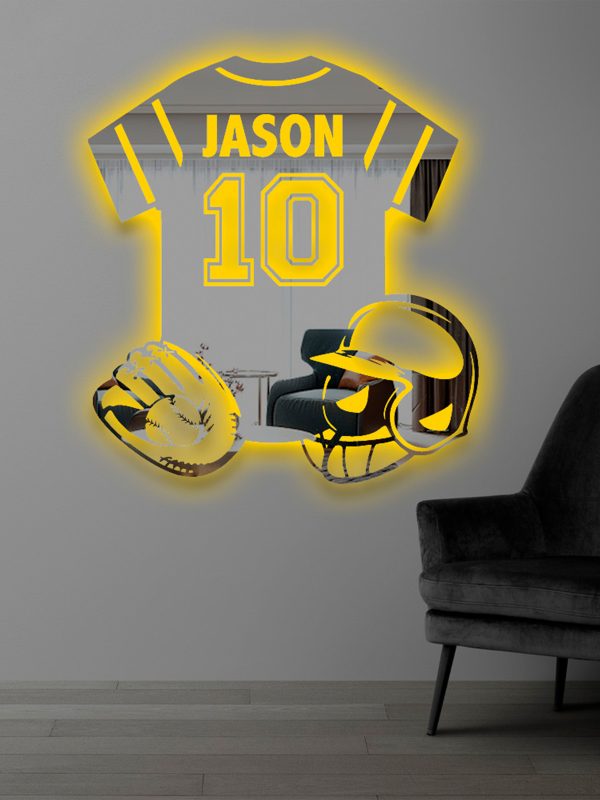 UnusualStandout #92 Personalized Baseball Player LED Mirror Light