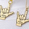 UnusualStandout #92 Personalized Love You Gesture Necklace/keychain