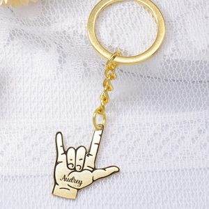 UnusualStandout #92 Personalized Love You Gesture Necklace/keychain