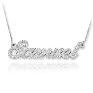 UnusualStandout #95 Personalized Name Necklace With Studded Birthstone