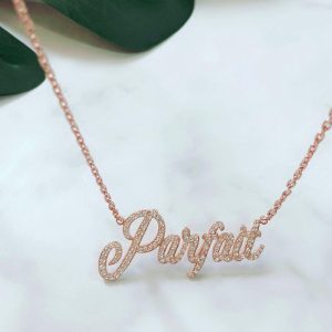 UnusualStandout #95 Personalized Name Necklace With Studded Birthstone