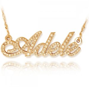 UnusualStandout #95 Personalized Name Necklace With Studded Birthstone