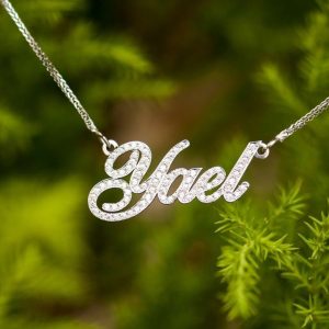 UnusualStandout #95 Personalized Name Necklace With Studded Birthstone