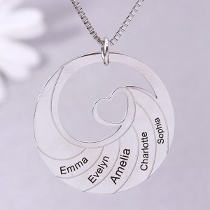 UnusualStandout #99 Custom Name Round Spiral Heart Necklace